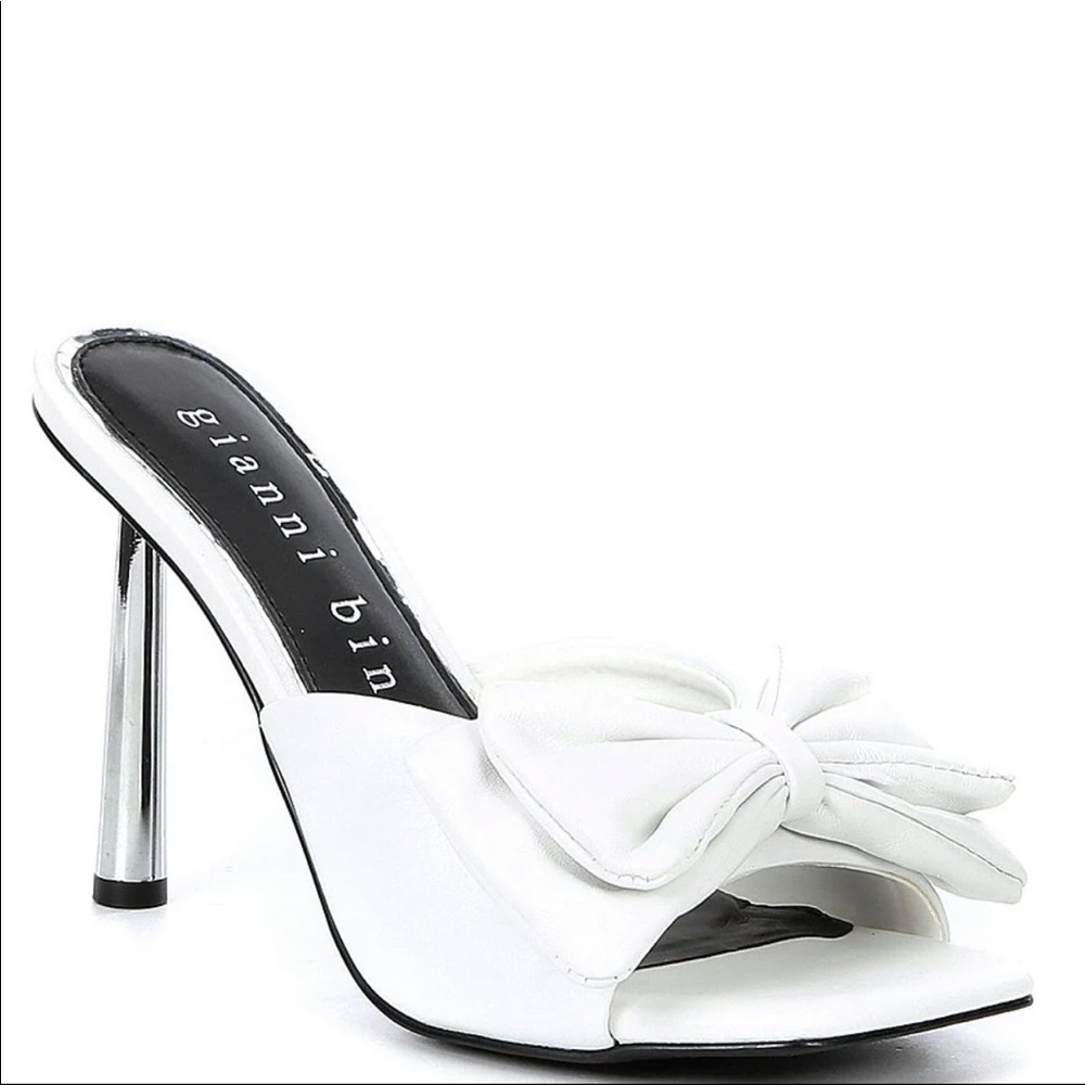 Gianni Bini Nicholl White Bow Heel Sandals